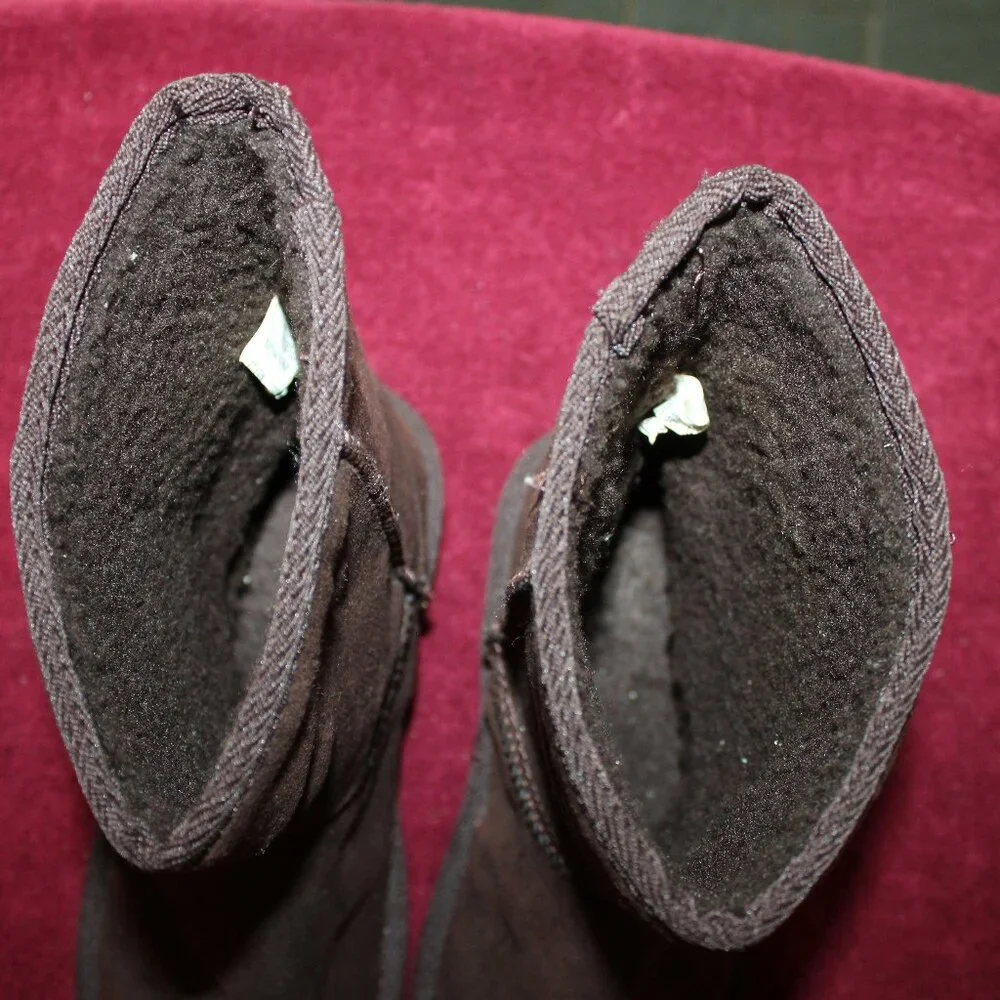 Childrens Fabric Boots - Suede feel - Brown Calf High.